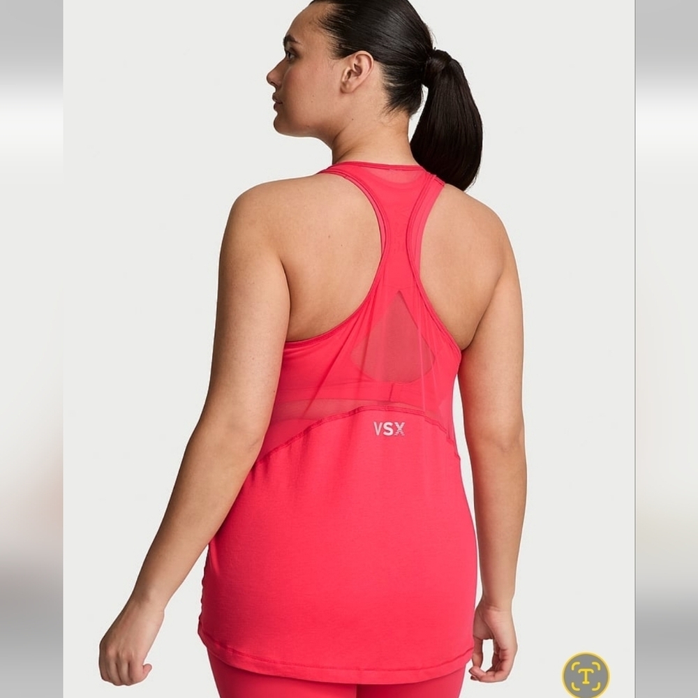 Victoria's Secret VSX Cotton Jersey Racerback Tank Top - Picture 2 of 3